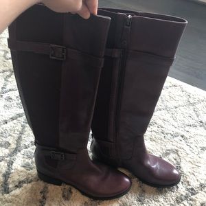 Isaac Mizrahi red wine colored leather boots